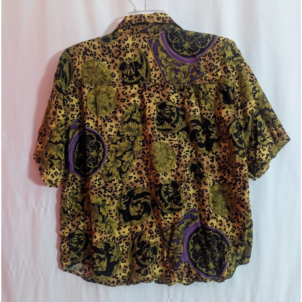 Vtg Payal by Ganesh Floral Leopard Print 2pc Skirt Set Large Maximalist Boho T1